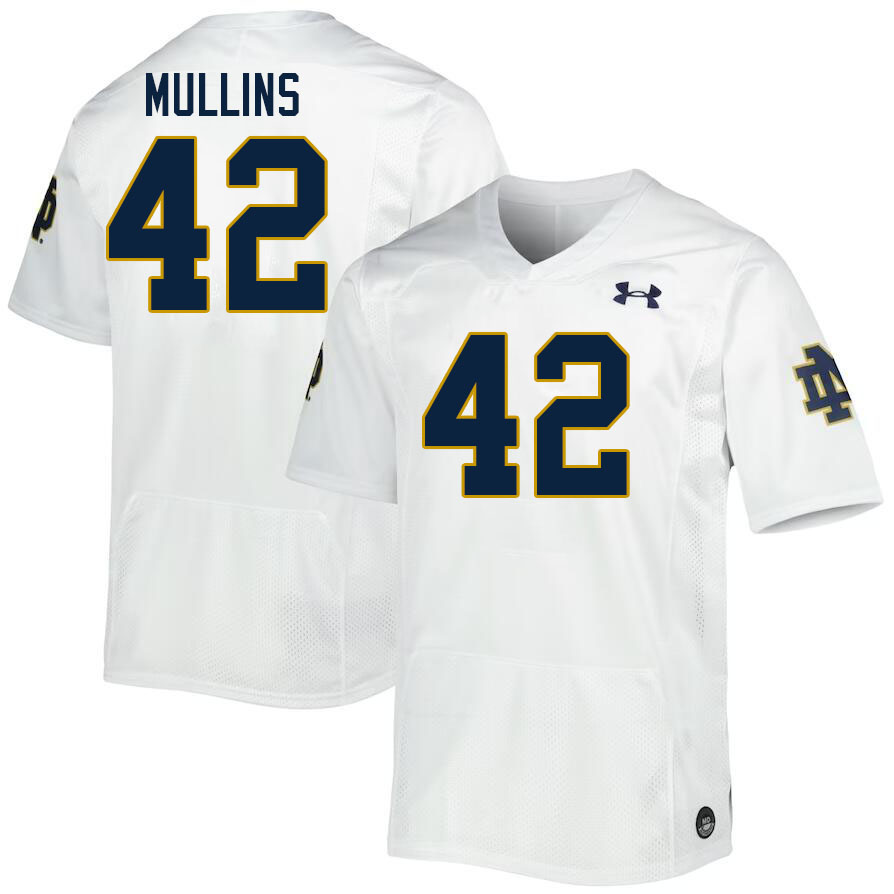 Men #42 Cole Mullins Notre Dame Fighting Irish College Football Jerseys Stitched-White